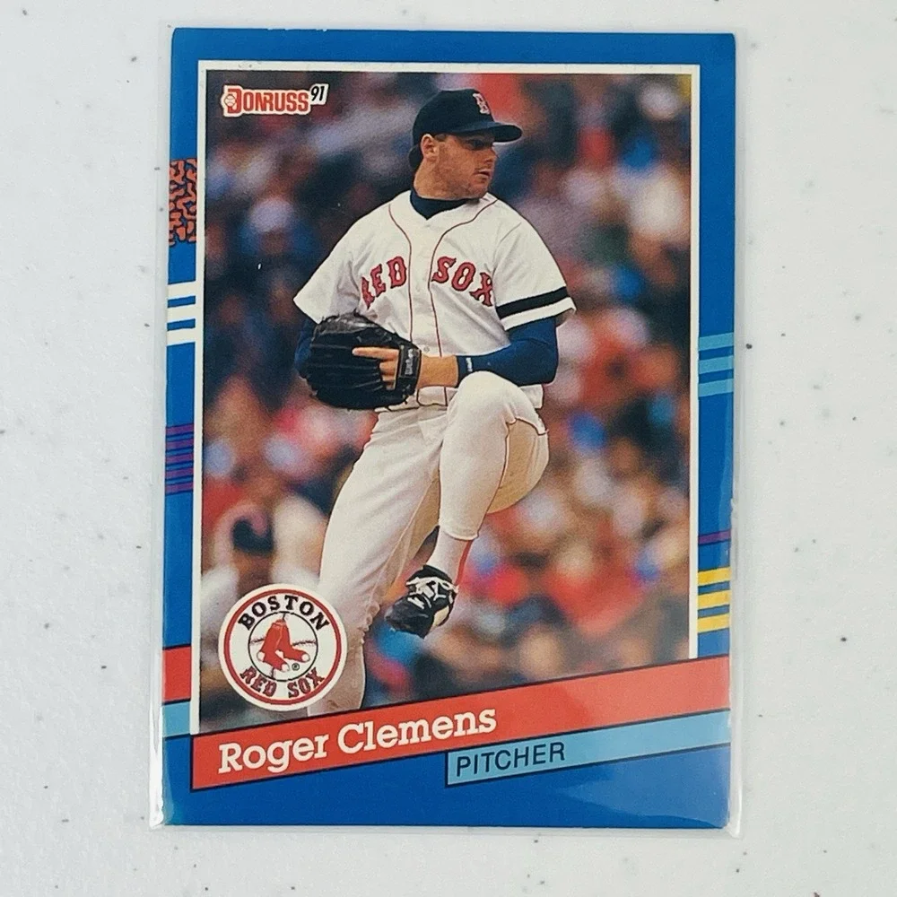 1991 Donruss Roger Clemens 81 Boston Red Sox Baseball Trading Card Blue Stripes
